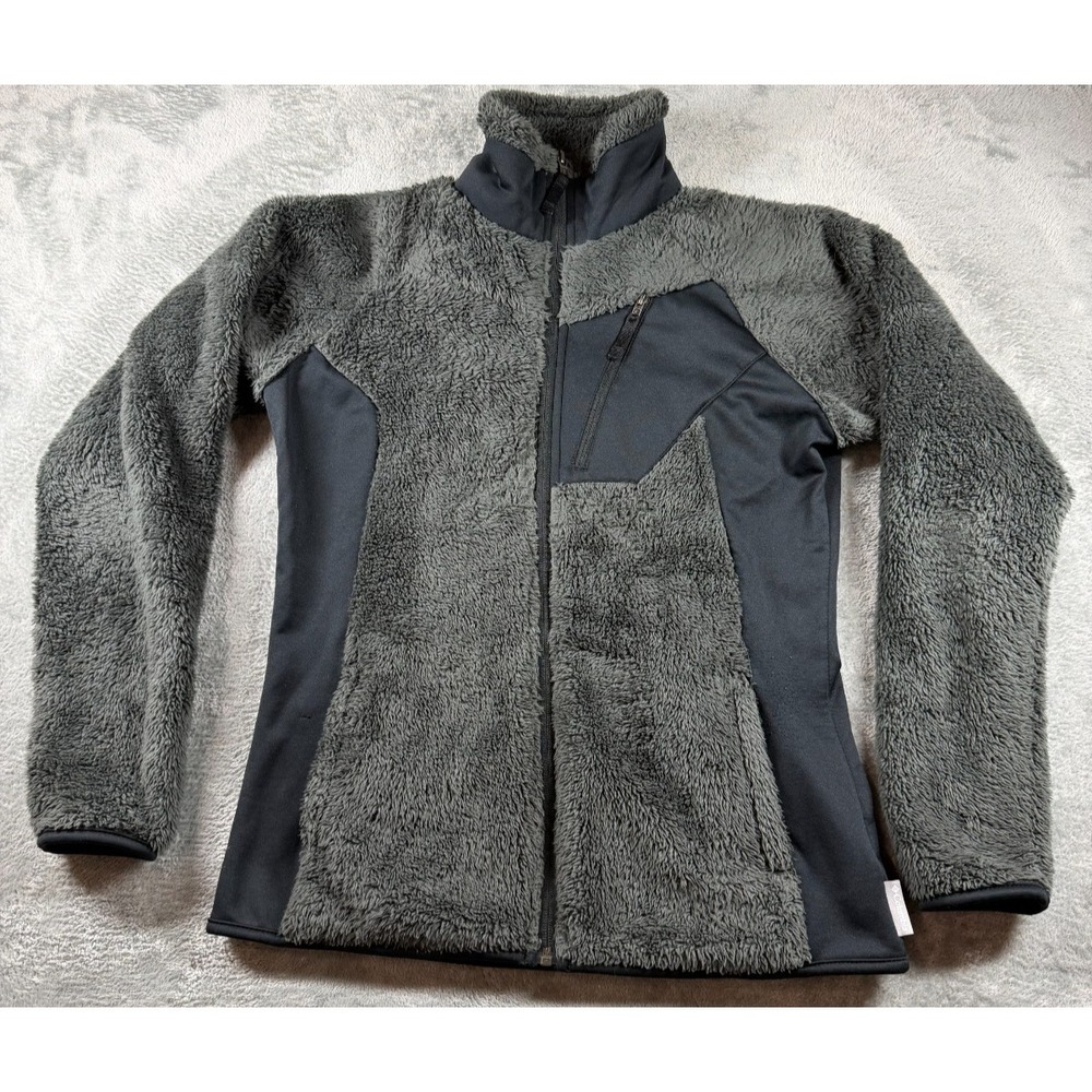 Columbia Fleece Jacket Gray Full Zip Sherpa High Pile Womens Small